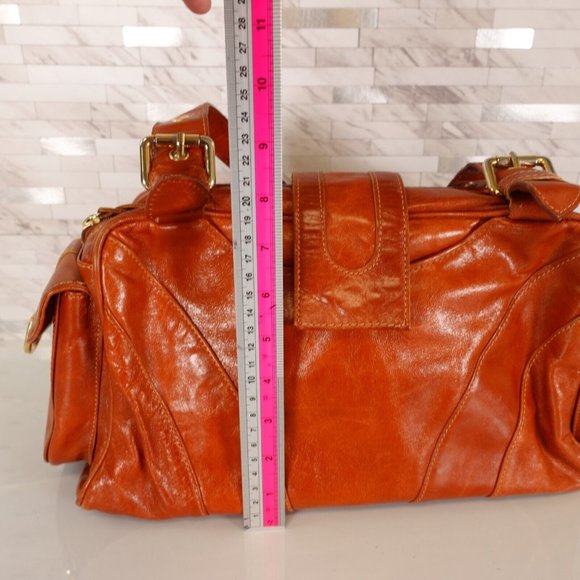 VERA PELLE Bag Brown Real Leather Shoulder Hobo Boho Large Italian Genuine Italy - Picture 7 of 15